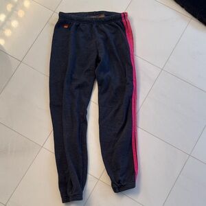 Aviator Nation Charcoal Joggers with Pink Stripe